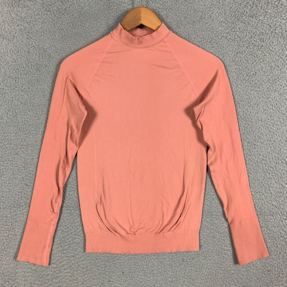 Halfdays Johnson Top Women's Small S Coral Slim Fit Mock Neck Stretchy Baselayer - Picture 2 of 8